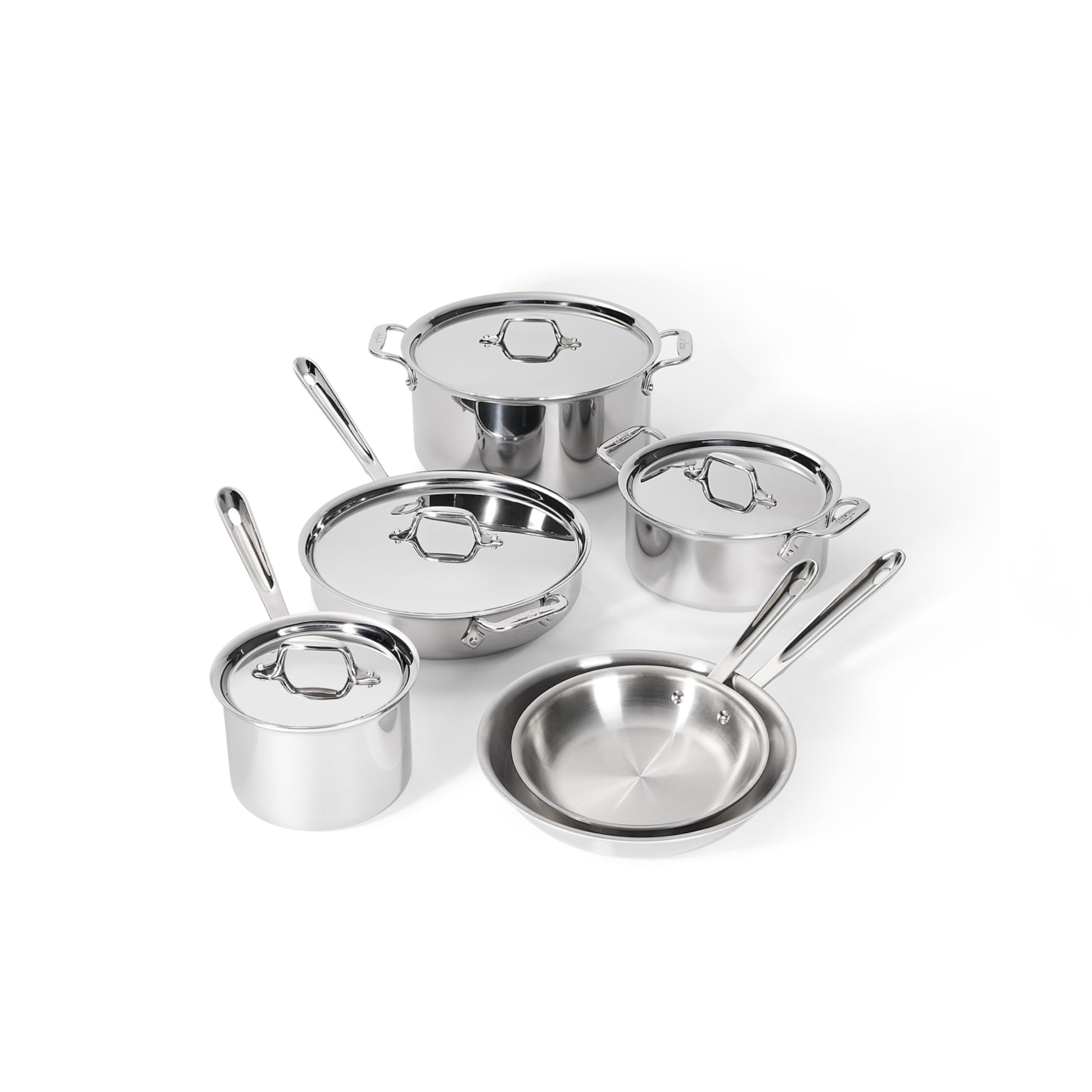 Version 1.0.0 Batería de cocina de acero inoxidable All Clad D3 11644502775 juego de ollas y sartenes de 3 capas 10 piezas apto para i