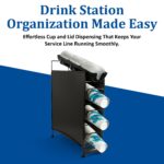 Dispensador de Tazas y Tapas San Jamar Wireworks C8504WFD 3 ranuras taza 1 organizador tapa plastico negro 8.25x20.5x27.