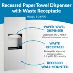 Dispensador de toallas de papel empotrable con receptáculo de residuos Bobrick 36903 acero inoxidable 300 toallas multip