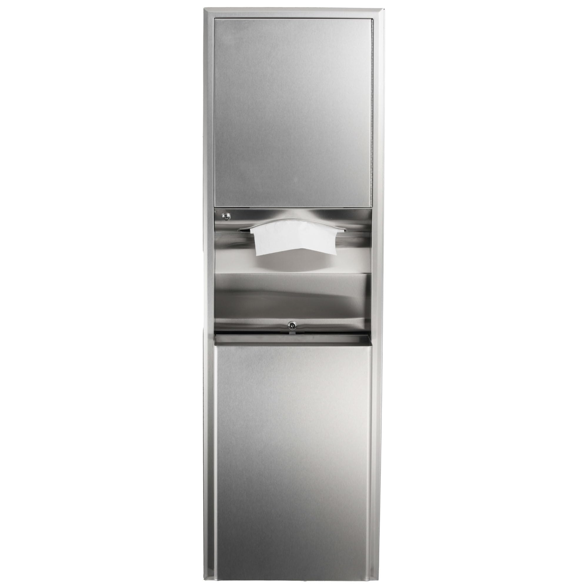 Version 1.0.0 Dispensador de toallas de papel convertible Bobrick Geneva ClassicSeries B-3949 acero inoxidable satinado montado en sup