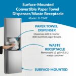 Dispensador de toallas de papel convertible Bobrick Geneva ClassicSeries B-3949 acero inoxidable satinado montado en sup
