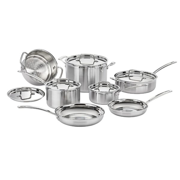 Batería de cocina Cuisinart MultiClad Pro MCPS-12N acero inoxidable triple capa juego de ollas y sartenes 12 piezas
