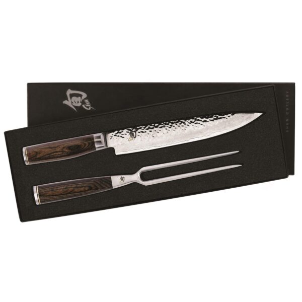 Shun Premier - Juego de 2 piezas para tallar, incluye cuchillo de corte de primera calidad de 9.5 pulgadas y tenedor par