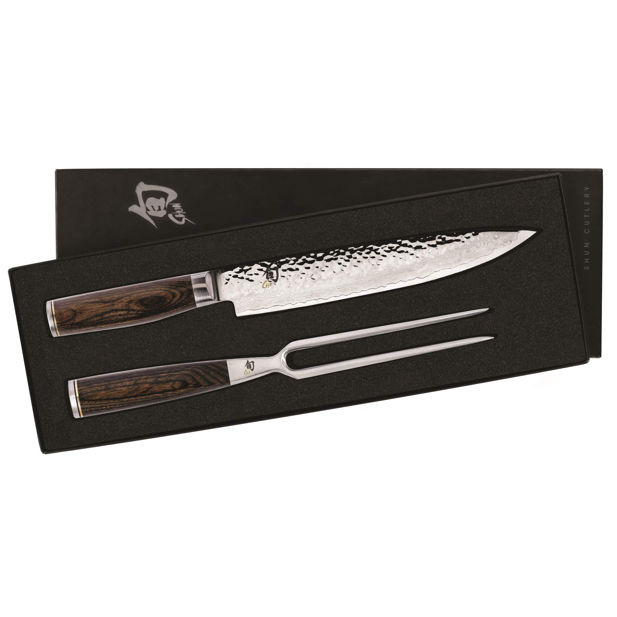 Version 1.0.0 Shun Premier - Juego de 2 piezas para tallar, incluye cuchillo de corte de primera calidad de 9.5 pulgadas y tenedor par