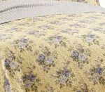 Juego de edredon reversible Laura Ashley Revman Industries 174624 algodon talla matrimonial queen color amarillo Linley