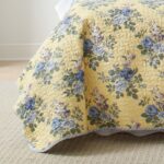 Juego de edredon reversible Laura Ashley Revman Industries 174624 algodon talla matrimonial queen color amarillo Linley