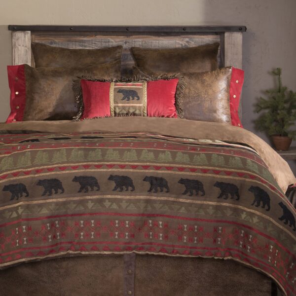 Juego de ropa de cama 5 piezas Carstens Bear Country JB4002-5 tamaño King con edredón fundas de almohada y accesorios