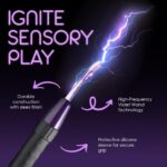 Zeus Deluxe Twilight Violet Wand Kit – Vibrador de varita iluminada con 5 electrodos – Varita violeta de alta frecuencia