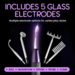 Zeus Deluxe Twilight Violet Wand Kit – Vibrador de varita iluminada con 5 electrodos – Varita violeta de alta frecuencia