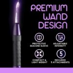 Zeus Deluxe Twilight Violet Wand Kit – Vibrador de varita iluminada con 5 electrodos – Varita violeta de alta frecuencia