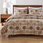 Juego de edredón reversible Andorra Greenland Home Fashions GL-1304AMSK 100% algodón talla King California King 3 piezas