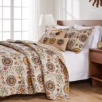 Juego de edredón reversible Andorra Greenland Home Fashions GL-1304AMSK 100% algodón talla King California King 3 piezas