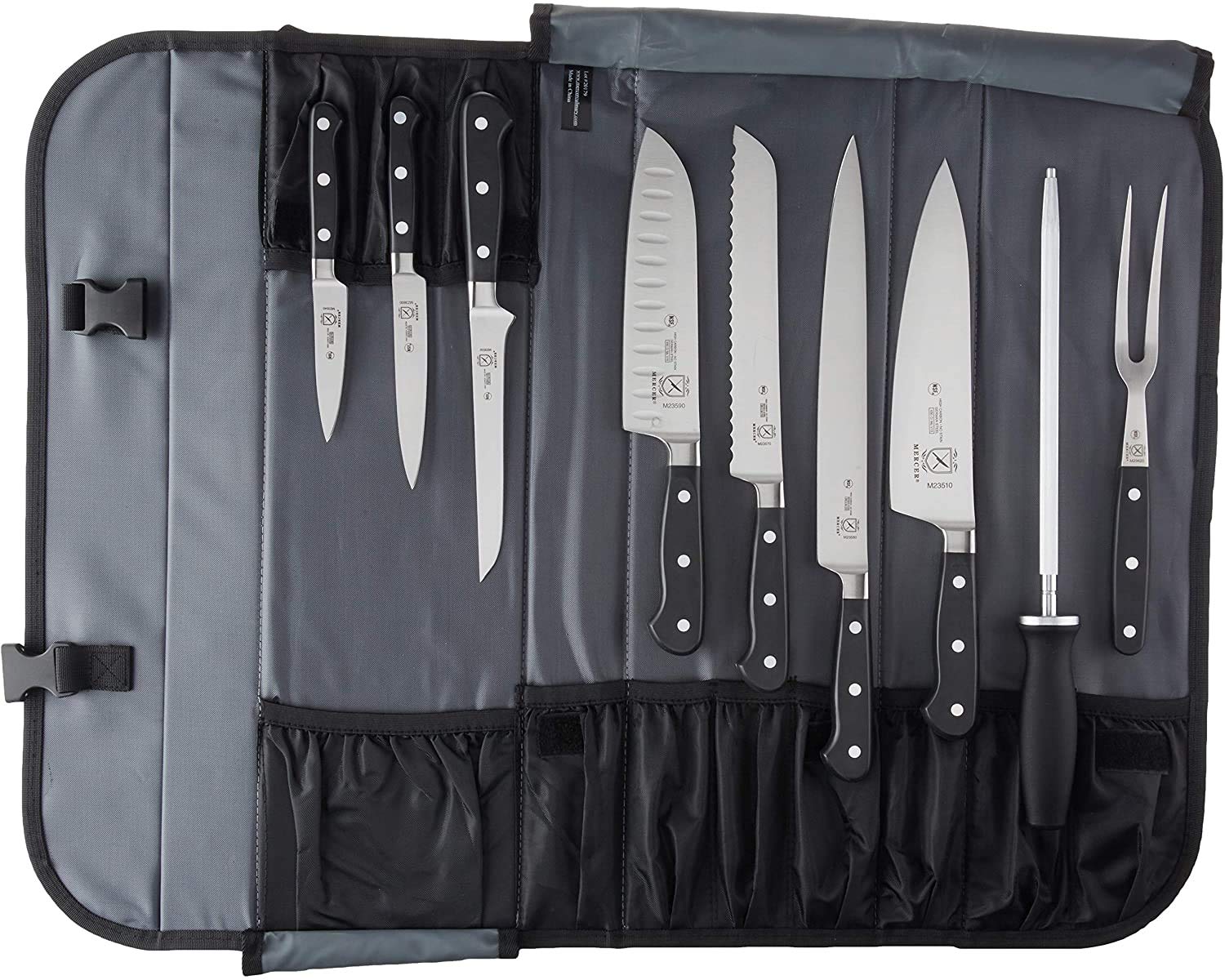 Version 1.0.0 Mercer Culinary Juego de cuchillos forjados Renaissance de 10 piezas, Negro