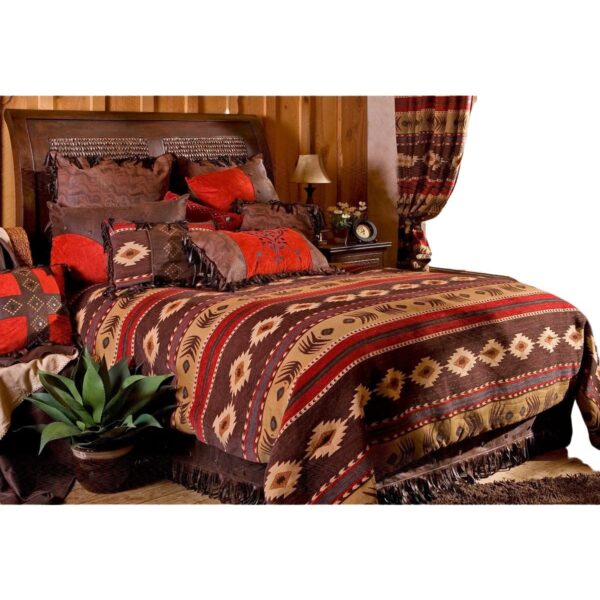Juego de edredon Carstens Cimarron Suroeste JB1702-5 tamaño King color marron rojo beige