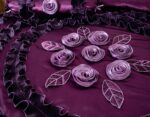 Juego de edredón volantes florales satinados victoriano Tache BM6438-K 6 piezas floración de medianoche King morado
