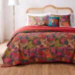 Juego de cama reversible acolchado Greenland Home Fashions Jewel Kantha GL-1304WBSK 100% algodón King California King 5