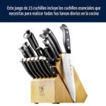 Juego de cuchillos de cocina con bloque Henckels Statement 13550-005 de 15 piezas mango blanco