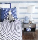 Cubrecama Twin chevron algodón reversible New Arrivals Inc VQE-034 azul marino blanco