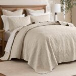 Colcha acolchada reversible Quebec Madison Park MP13-709 estilo damasco todas las estaciones tamaño Individual 81 x 110