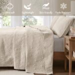 Colcha acolchada reversible Quebec Madison Park MP13-709 estilo damasco todas las estaciones tamaño Individual 81 x 110