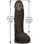 Consolador Doc Johnson Vac-U-Lock de 12 pulgadas, pene realista, colgado, hecho de ULTRASKYN, gran circunferencia de 8.5