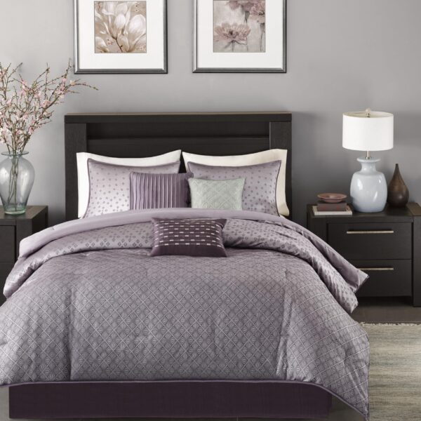 Juego de edredón Biloxi jacquard geométrico Madison Park MP10-920 King ropa de cama alternativa plumón todas las estacio