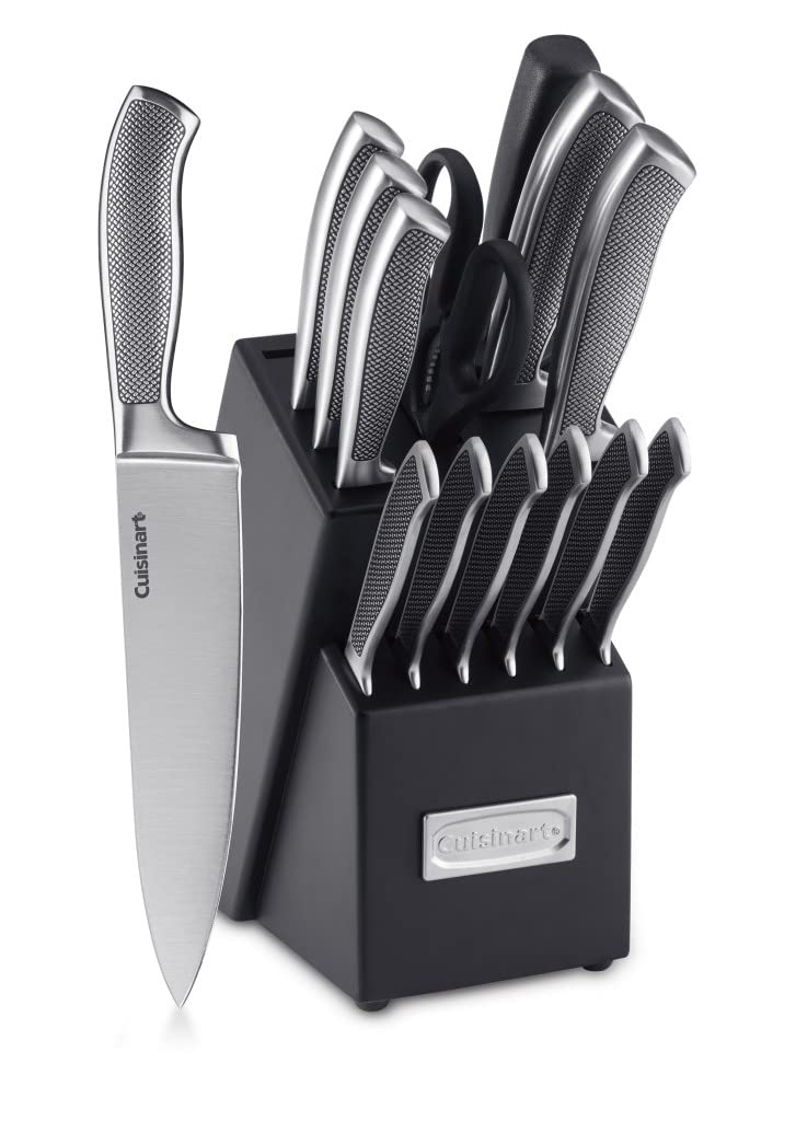 Version 1.0.0 Cuisinart Juego de Cuchillos con Bloque, Juego de 15 Piezas de Cuchillos de Cocina con Hojas de Acero para Corte Preciso