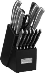 Cuisinart Juego de Cuchillos con Bloque, Juego de 15 Piezas de Cuchillos de Cocina con Hojas de Acero para Corte Preciso