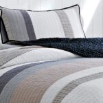 Colcha reversible de algodón Nautica Tideway 201248 tamaño King color bronceado gris