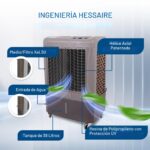 Enfriador Evaporativo Portátil Hessaire MC37M – 3,100 CFM para Espacios de hasta 70 m², Tanque 10.3 Galones, 4 Velocidad