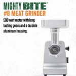 LEM Productos MightyBite # 8 Picadora de carne, máquina eléctrica de aluminio de 500 vatios, ideal para uso regular LEM