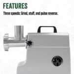 LEM Productos MightyBite # 8 Picadora de carne, máquina eléctrica de aluminio de 500 vatios, ideal para uso regular LEM