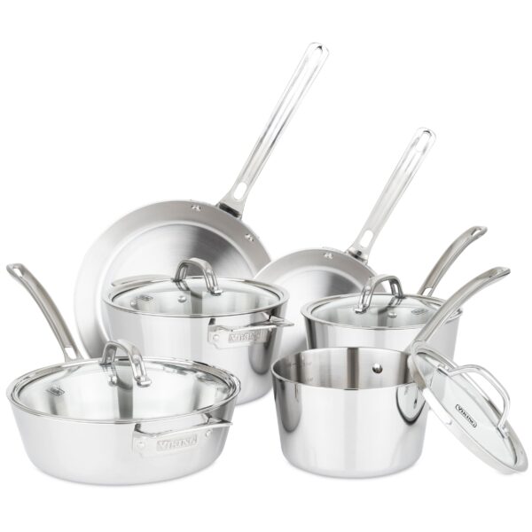 Batería de cocina Viking Culinary 4013-3S10 de 3 capas acabado espejo 10 piezas