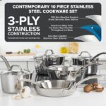 Batería de cocina Viking Culinary 4013-3S10 de 3 capas acabado espejo 10 piezas