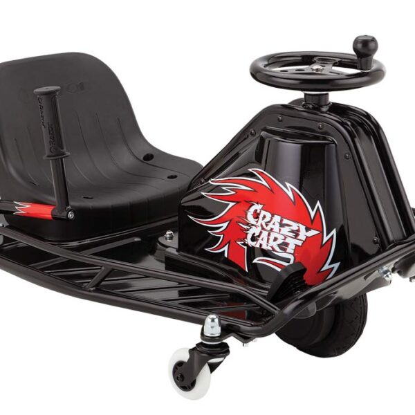 Razor Crazy Cart DLX - Go Kart eléctrico de deriva de 24V - Barra de deriva mejorada, dirección con perilla Brodie, velo