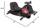 Razor Crazy Cart DLX - Go Kart eléctrico de deriva de 24V - Barra de deriva mejorada, dirección con perilla Brodie, velo