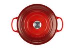 Horno Holandés Redondo Olla Le Creuset LS2501 2867SS Hierro Fundido Esmaltado 7.25 Cuartos Color Cereza