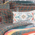 Juego de ropa de cama reversible bohemio 7 piezas Lush Decor Triangle Home Fashions C29008P14-000 King turquesa mandarin