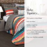 Juego de ropa de cama reversible bohemio 7 piezas Lush Decor Triangle Home Fashions C29008P14-000 King turquesa mandarin