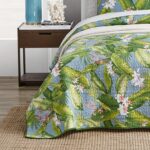 Juego de edredón Tommy Bahama Revman International 208210 King algodón reversible verde azul cielo con fundas de almohad