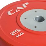 CAP Barbell - Disco de goma de competición olímpica, con centro de acero (individual), compatible con barras de 5.08 cm.