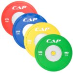 CAP Barbell - Disco de goma de competición olímpica, con centro de acero (individual), compatible con barras de 5.08 cm.