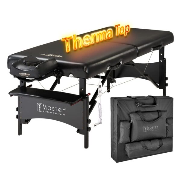 Mesa de masaje portátil Galaxy Therma Top Master de 30" Pacakge Beauty Bed Built Black