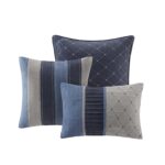 Juego de edredón moderno Collins Madison Park MP10-1637 gamuza azul gris talla King 104 x 92 pulgadas con falda de cama