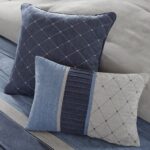 Juego de edredón moderno Collins Madison Park MP10-1637 gamuza azul gris talla King 104 x 92 pulgadas con falda de cama