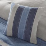 Juego de edredón moderno Collins Madison Park MP10-1637 gamuza azul gris talla King 104 x 92 pulgadas con falda de cama