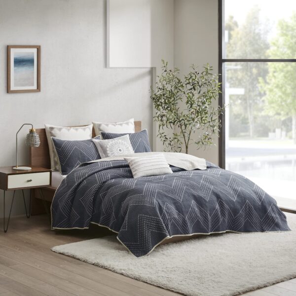 Juego de cama Kandula INK+IVY II13-565 colcha matrimonial queen 3 piezas estampado floral con elefantes naranja oscuro 1