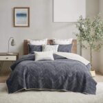 Juego de cama Kandula INK+IVY II13-565 colcha matrimonial queen 3 piezas estampado floral con elefantes naranja oscuro 1