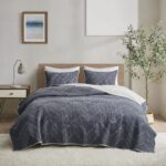 Juego de cama Kandula INK+IVY II13-565 colcha matrimonial queen 3 piezas estampado floral con elefantes naranja oscuro 1