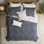 Juego de cama Kandula INK+IVY II13-565 colcha matrimonial queen 3 piezas estampado floral con elefantes naranja oscuro 1